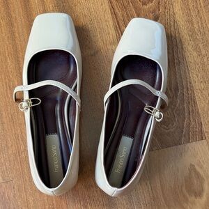 Franco Sarto Beige Patent Mary Jane Flats